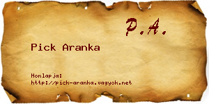 Pick Aranka névjegykártya